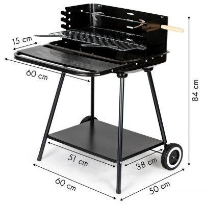 Rectangular coal garden grill