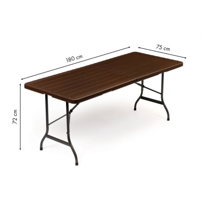 Catering garden table foldable 180 cm /brown ratan'