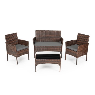 Garder furniture set -table,sofa, two armchairs /brown/