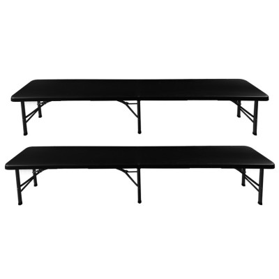 Catering garden table foldable 180cm + 2 benches /black/