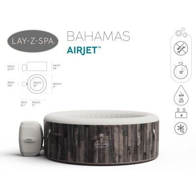 SPA BESTWAY "Lay-Z Spa" 180x66cm BAHAMAS