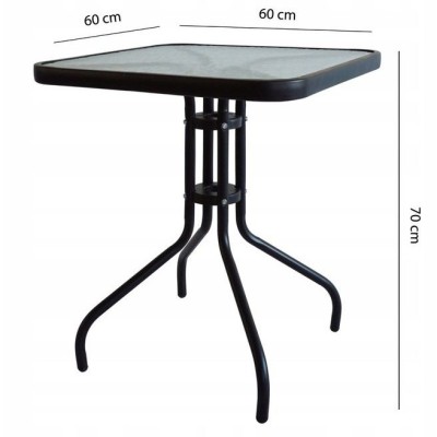 Glass garden table 60 x 60 cm