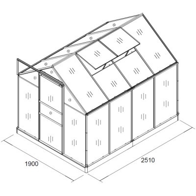 Polycarbonate greenhouse 250 cm x 190 cm x 195 cm