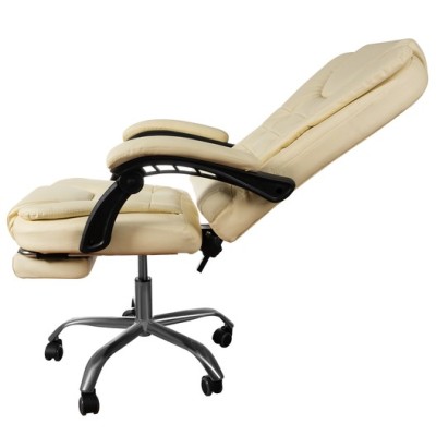 Office chair MALATEC with a footrest eco leather /creamy/