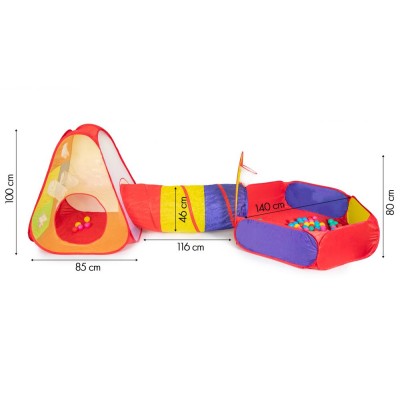 Namiot z tunelem i suchym basenem z piłeczkami