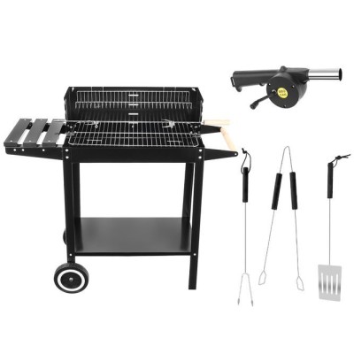 Garden rectnagular  coal grill  with barbecue