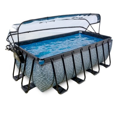 Swimming pool  with dome EXIT PREMIUM 400 x 200 x122 cm /grey st