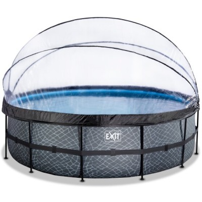 Swimming pool round with dome EXIT PREMIUM 488 x 122 cm / stone