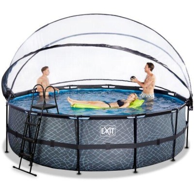 Swimming pool round with dome EXIT PREMIUM 488 x 122 cm / stone