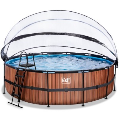 Swimming pool round with dome EXIT PREMIUM 488 x 122 cm / timber