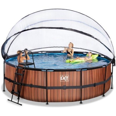 Swimming pool round with dome EXIT PREMIUM 488 x 122 cm / timber