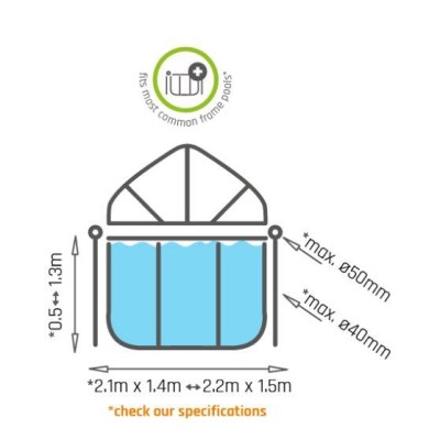 Dome for rectangular frame swimming pool EXIT 220 cm x 150cm