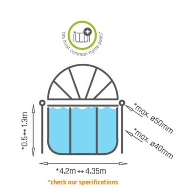 Dome for round frame swimming pool EXIT 427 cm