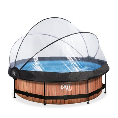 Swimming pool round with dome EXIT 300 x76 cm / timber style/