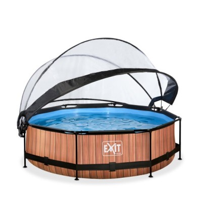 Swimming pool round with dome EXIT 300 x76 cm / timber style/