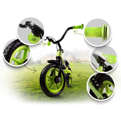 Rowerek biegowy z hamulcem RICOKIDS RC-302 /limonkowy/