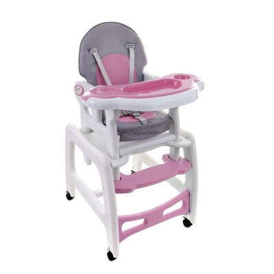 High chair for feeding child 5 in 1 / grey-pink/