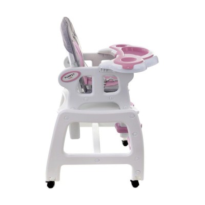 High chair for feeding child 5 in 1 / grey-pink/