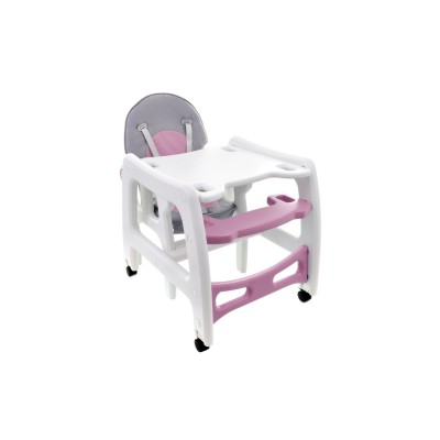 High chair for feeding child 5 in 1 / grey-pink/