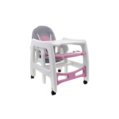 High chair for feeding child 5 in 1 / grey-pink/