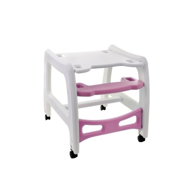 High chair for feeding child 5 in 1 / grey-pink/