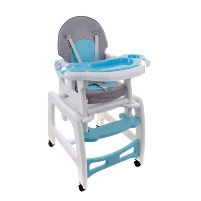 High chair for feeding child 5 in 1 / grey-blue/