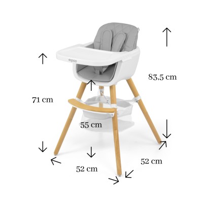 High chair for feeding child Milly Mally Espoo /grey/