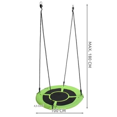 Huśtawka ogrodowa bocianie gniazdo 100 cm /zielono-czarna/ 120 k