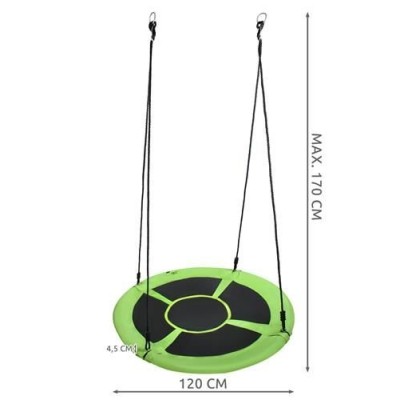 Huśtawka ogrodowa bocianie gniazdo 120 cm /zielono-czarna/160 kg