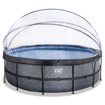 Swimming pool round with dome EXIT PREMIUM 450 x 122 cm /grey st