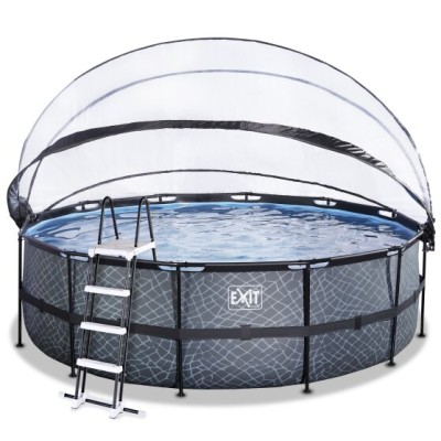 Swimming pool round with dome EXIT PREMIUM 450 x 122 cm /grey st