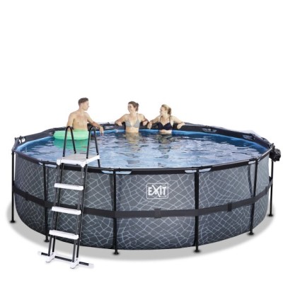 Swimming pool round with dome EXIT PREMIUM 450 x 122 cm /grey st