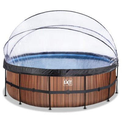 Swimming pool round with dome EXIT PREMIUM 450 x 122 cm / timber