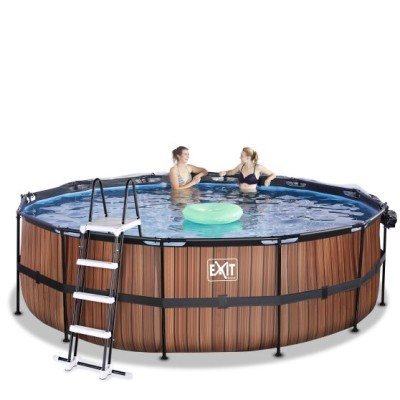 Swimming pool round with dome EXIT PREMIUM 450 x 122 cm / timber