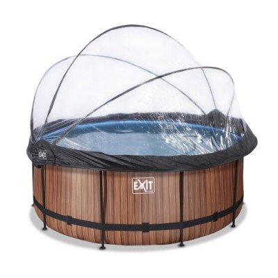 Swimming pool round with dome EXIT PREMIUM  360 x 122 cm / timbe