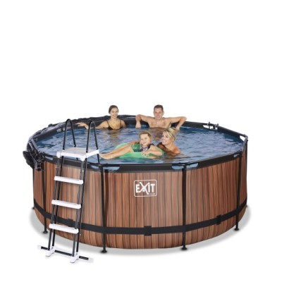 Swimming pool round with dome EXIT PREMIUM  360 x 122 cm / timbe