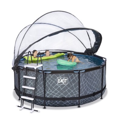 Swimming pool round with dome EXIT PREMIUM 360 x 122 cm / grey s