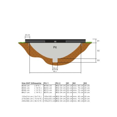 Trampoline inground  with net EXIT SILHOETTE  153 cm x 214 cm