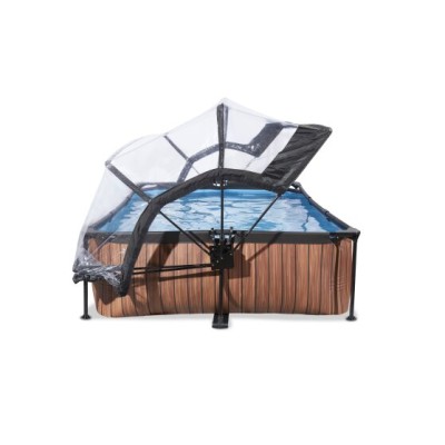 Swimming pool  with dome EXIT 300 x 200 cm x 65 cm / brown wood/