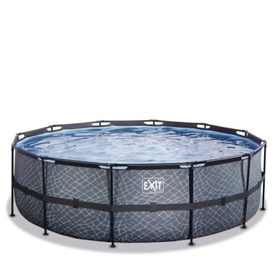 Swimming pool round EXIT PREMIUM 450 x122 cm/ grey stone/