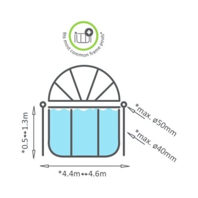 Dome for round frame swimming pool EXIT 450 cm