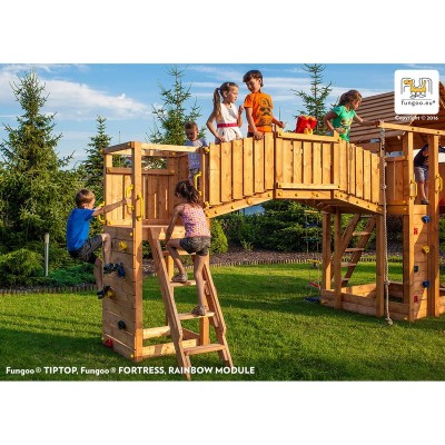 Wooden playground FUNGOO FORTRESS, TIPTOP, RAINBOW /teak/