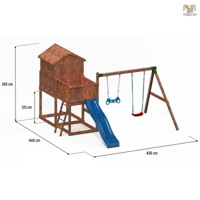 Wooden playground FUNGOO MY HOUSE MOVE+ /teak/