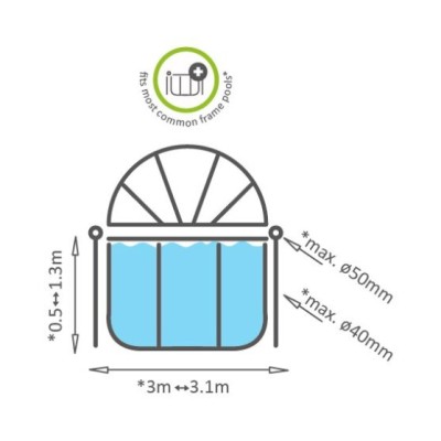 Dome for round frame swimming pool EXIT 300 cm