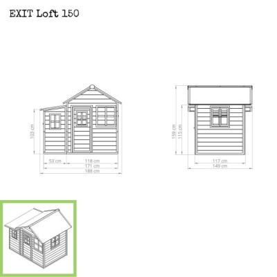 Domek cedrowy dla dzieci EXIT LOFT 150 /naturalny/