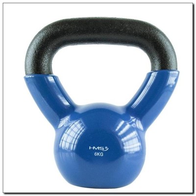 KETTLEBELL ŻELIWNY POKRYTY WINYLEM HMS KNV 6 KG NIEBIESKI