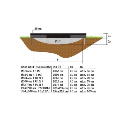 Trampolina gruntowa z siatką EXIT SILHOUETTE 427 cm