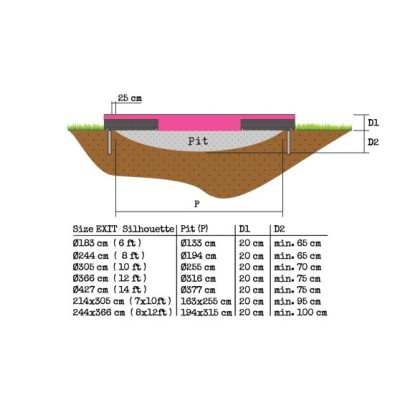 Trampoline inground with net EXIT SILHOUETTE 366 cm