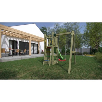 Wooden playground FUNGOO FUNNY 3 with seat swing and sandbox /KD