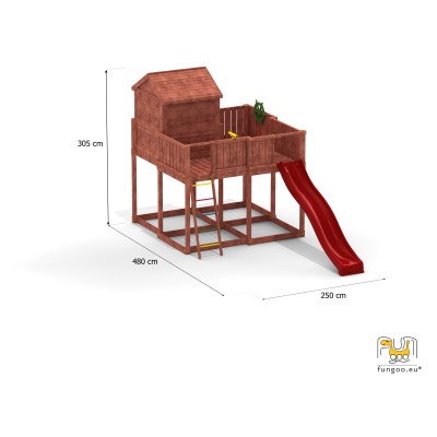 Domek świerkowy dla dzieci FUNGOO MY SPACE XL /teak/